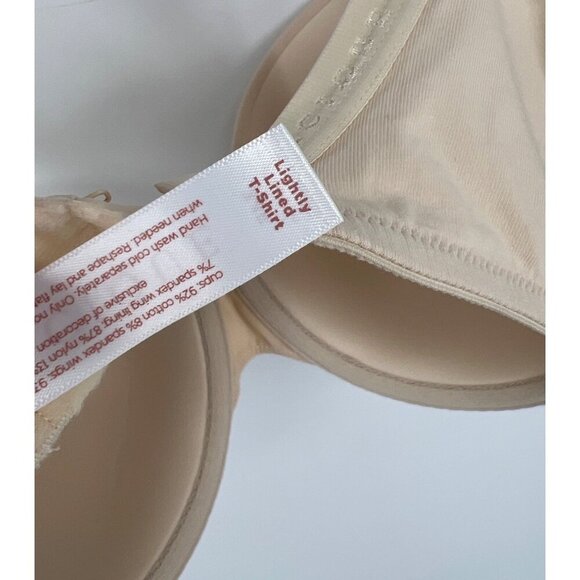 Cacique Womens Lightly Lined T-Shirt Bra Size 34F Beige Bow Front Lane Bryant - Picture 5 of 5